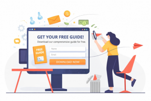 Simple squeeze page with form and call-to-action.