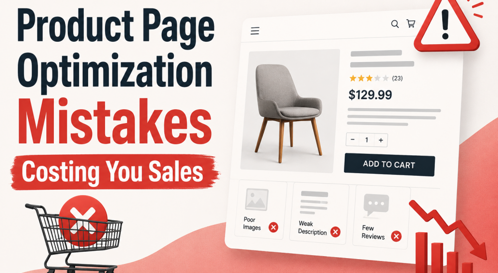 Product page optimization mistakes that can reduce conversions and sales.